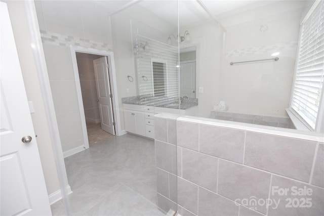 128 Carolina Ash Ln, Mooresville, NC 28117 - full bathroom with double vanity and tile patterned flooring