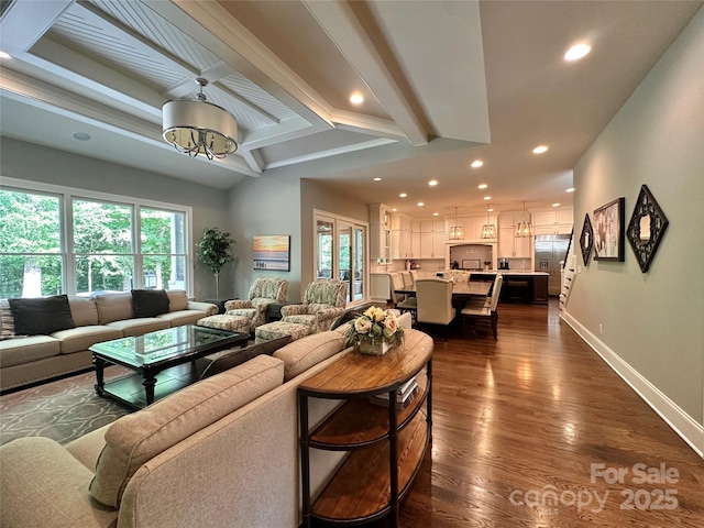 7816 Clovervale Dr, Waxhaw, NC 28173 - living area with plenty of natural light, recessed lighting, and dark wood finished floors