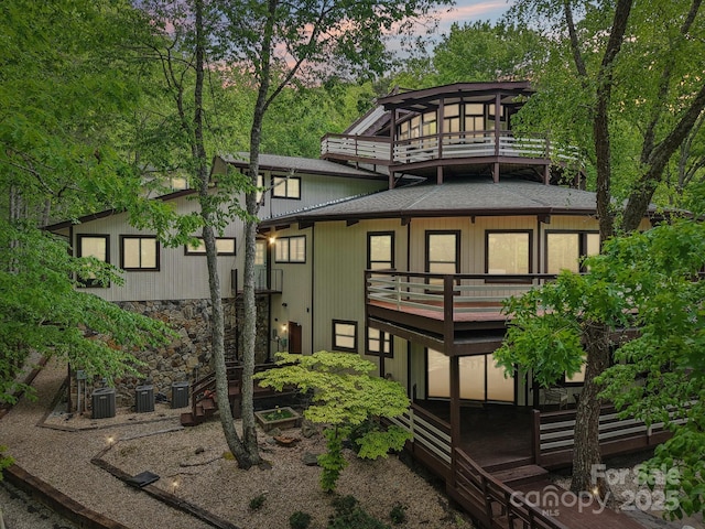 295 Dills Rd, Bryson City, NC 28713 - back of house with a shingled roof and a wooden deck