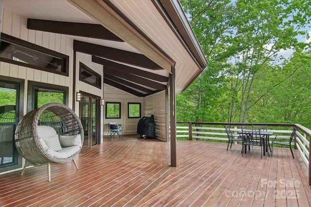 295 Dills Rd, Bryson City, NC 28713 - wooden deck with outdoor dining space and area for grilling