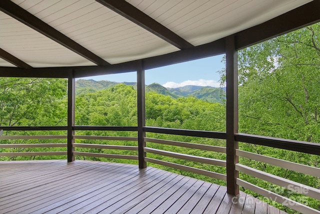 295 Dills Rd, Bryson City, NC 28713 - deck with a wooded view and a mountain view