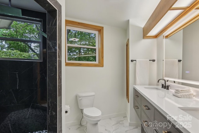 295 Dills Rd, Bryson City, NC 28713 - full bathroom with marble finish floors, double vanity, and a tile shower