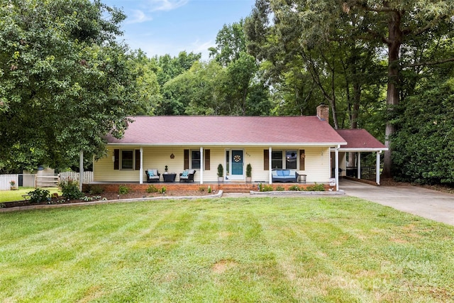 339 Deep Forest Ct, Gastonia, NC 28056 - single story home featuring covered porch, an attached carport, a chimney, and concrete driveway