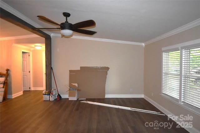 6264 Burnhurst Ln, Denver, NC 28037 - empty room featuring crown molding, wood finished floors, and a ceiling fan