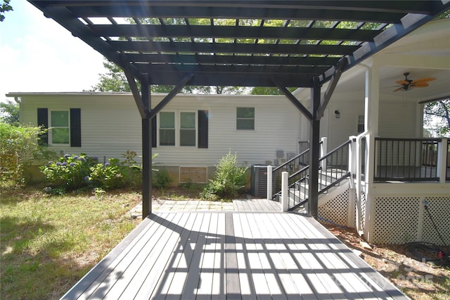 6264 Burnhurst Ln, Denver, NC 28037 - deck featuring ceiling fan and a pergola