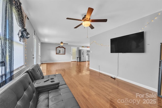 369 Birch Circle Dr, Hudson, NC 28638 - living room with a ceiling fan and wood finished floors