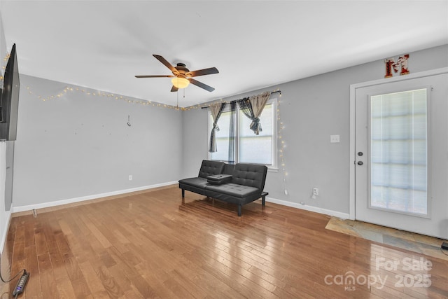 369 Birch Circle Dr, Hudson, NC 28638 - living area featuring ceiling fan and hardwood / wood-style flooring