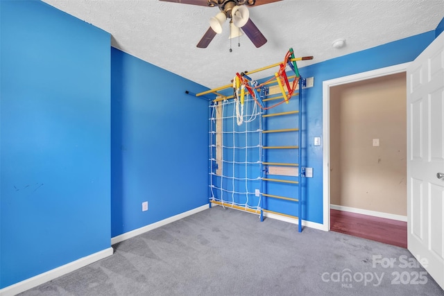 369 Birch Circle Dr, Hudson, NC 28638 - unfurnished room featuring ceiling fan, carpet floors, and a textured ceiling