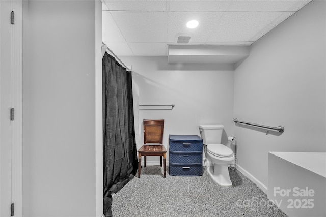 369 Birch Circle Dr, Hudson, NC 28638 - bathroom with a paneled ceiling and a shower with shower curtain
