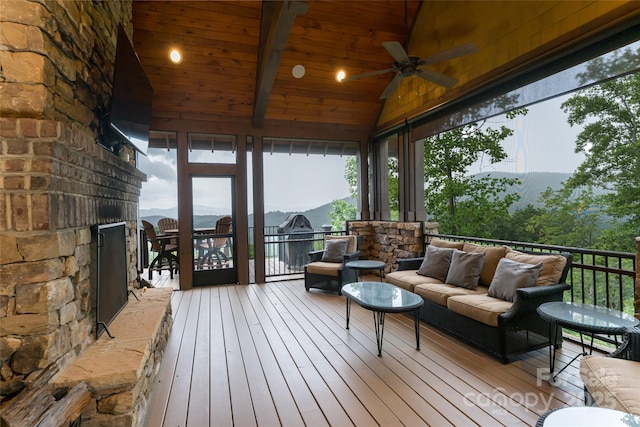 14 Clear Fork Ln, Fairview, NC 28730 - deck featuring ceiling fan and an outdoor living space