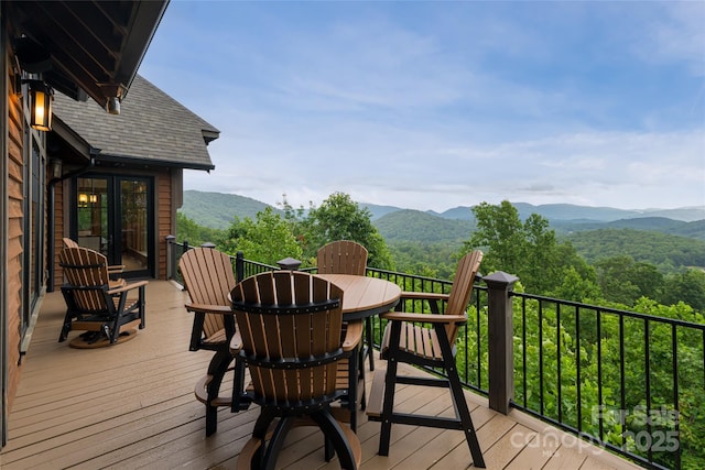 14 Clear Fork Ln, Fairview, NC 28730 - wooden deck with a mountain view and outdoor dining area