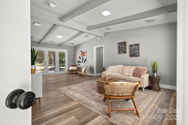 6672 Brevard Rd, Etowah, NC 28729 - living area featuring wood finished floors and french doors