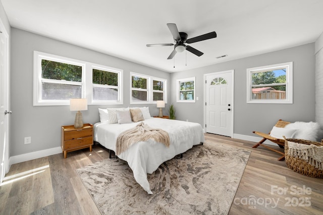6672 Brevard Rd, Etowah, NC 28729 - bedroom with light wood finished floors and ceiling fan