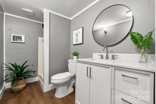 6672 Brevard Rd, Etowah, NC 28729 - full bath featuring wood finished floors, vanity, and a stall shower