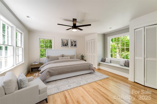 197 Briar Patch Rd, Cullowhee, NC 28723 - bedroom featuring two closets, multiple windows, and wood finished floors