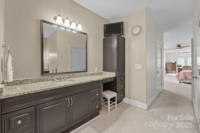 543 Muirfield Way, Salisbury, NC 28144 - ensuite bathroom with vanity, ceiling fan, and tile patterned flooring
