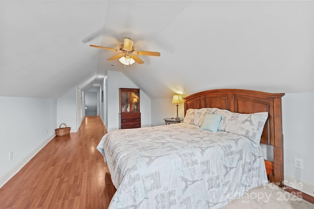 543 Muirfield Way, Salisbury, NC 28144 - bedroom with light wood-style flooring, lofted ceiling, and ceiling fan