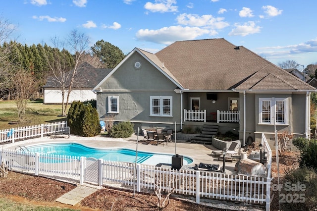 543 Muirfield Way, Salisbury, NC 28144 - view of pool featuring a fenced backyard, a patio area, outdoor dining area, and stairs