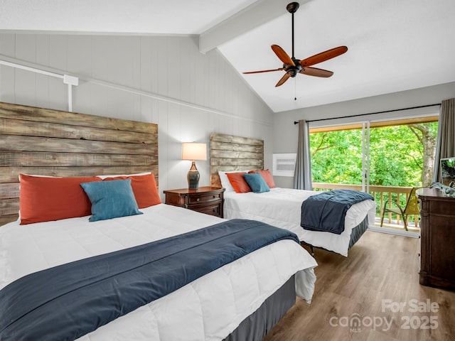 140 W Lake Dr Unit 301, Lake Lure, NC 28746 - bedroom featuring wood finished floors, access to outside, and a ceiling fan
