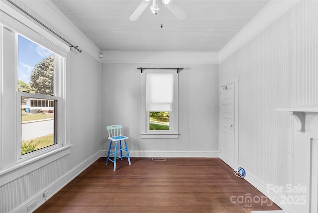 262 8th Ave, Cramerton, NC 28032 - unfurnished room with wood finished floors, crown molding, and ceiling fan