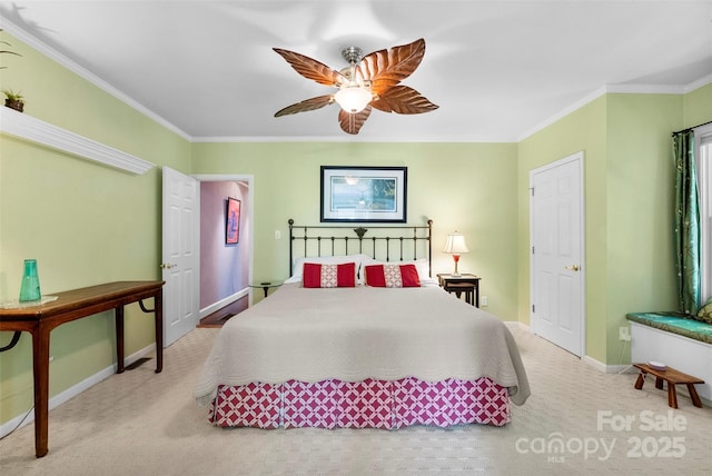 262 8th Ave, Cramerton, NC 28032 - carpeted bedroom featuring crown molding and a ceiling fan
