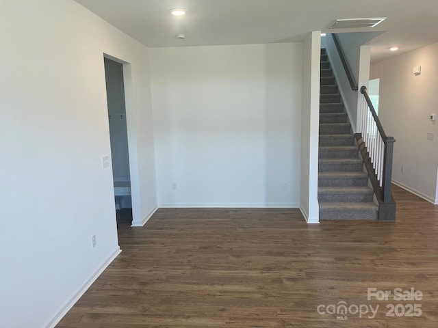 1005 Lorrie Ln Unit 84, Albemarle, NC 28001 - spare room with dark wood-style flooring, stairs, and recessed lighting