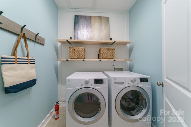 8509 Castle Cliff Dr, Matthews, NC 28105 - washroom with washer and dryer and tile patterned floors