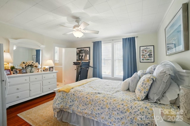 22 Poplar St, Belmont, NC 28012 - bedroom with dark wood finished floors and ceiling fan