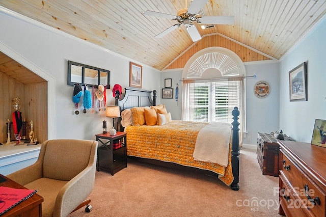 22 Poplar St, Belmont, NC 28012 - bedroom featuring light colored carpet, vaulted ceiling, wood ceiling, a ceiling fan, and a skylight