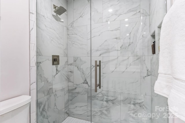 1208 Tarrington Ave, Charlotte, NC 28205 - bathroom featuring toilet and a marble finish shower