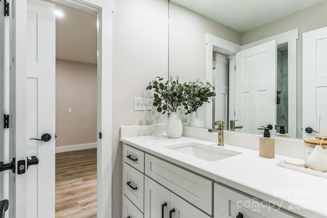 1208 Tarrington Ave, Charlotte, NC 28205 - bathroom with vanity and wood finished floors