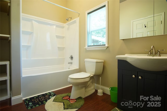 3974 Pleasant Plains Rd, Matthews, NC 28104 - full bath with wood finished floors, vanity, and tub / shower combination