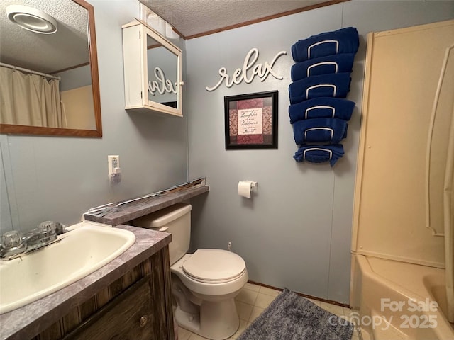 492 Chestnut Mountain Rd, Spruce Pine, NC 28777 - full bath with a textured ceiling, vanity, and tile patterned flooring