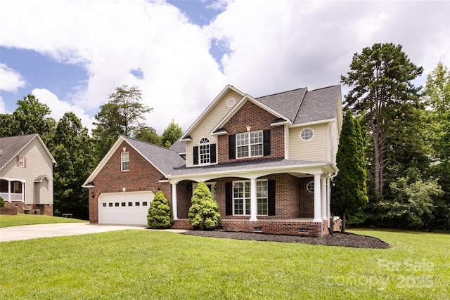 1309 Stonewyck Dr, Salisbury, NC 28146 - traditional home featuring a porch, driveway, brick siding, crawl space, and a shingled roof