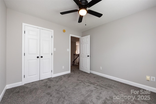 1309 Stonewyck Dr, Salisbury, NC 28146 - unfurnished bedroom with carpet, a closet, and ceiling fan