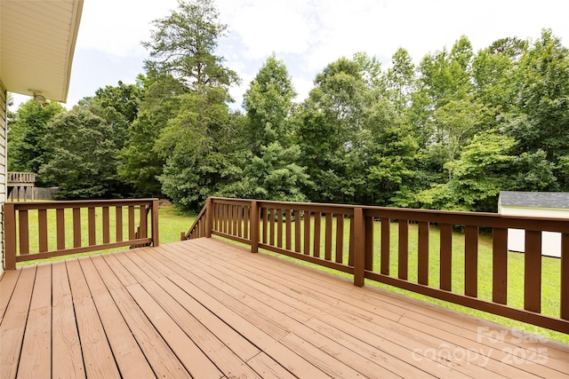 1309 Stonewyck Dr, Salisbury, NC 28146 - wooden deck with view of scattered trees and a yard
