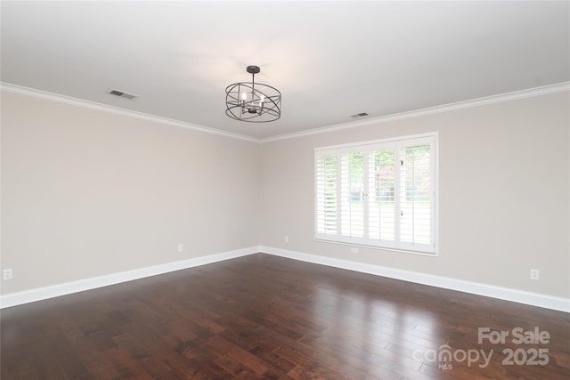 4350 Old Saybrook Ct, Charlotte, NC 28211 - spare room featuring a chandelier, crown molding, and dark wood-style floors