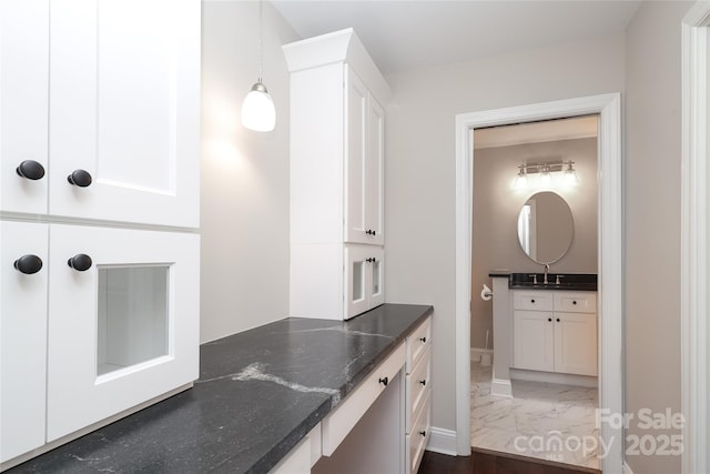 4350 Old Saybrook Ct, Charlotte, NC 28211 - bathroom with marble finish flooring and vanity
