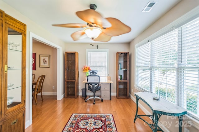 211 Abee St, Morganton, NC 28655 - office area with light wood finished floors and ceiling fan