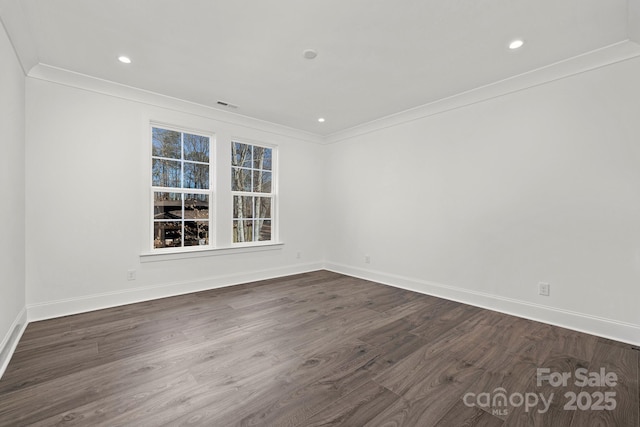 3830 Mill Run, Terrell, NC 28682 - empty room with crown molding, dark wood-style flooring, and recessed lighting