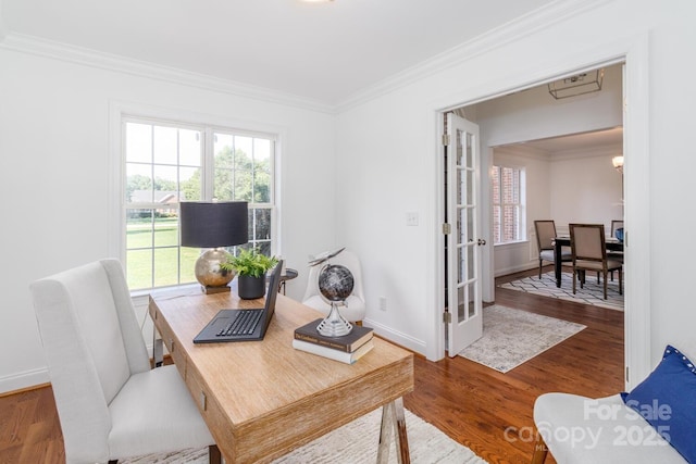 444 Cottonfield Cir, Waxhaw, NC 28173 - office area with crown molding and wood finished floors