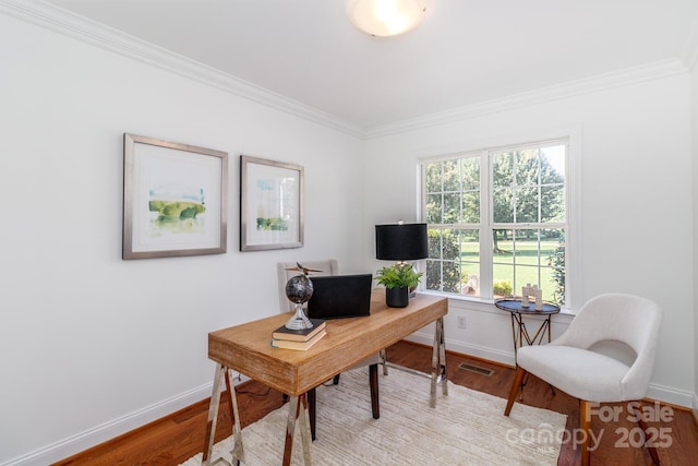 444 Cottonfield Cir, Waxhaw, NC 28173 - home office with crown molding and light wood-type flooring