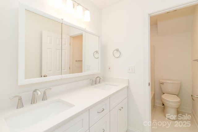 444 Cottonfield Cir, Waxhaw, NC 28173 - full bathroom featuring double vanity and toilet