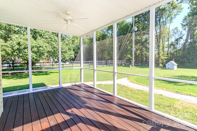 444 Cottonfield Cir, Waxhaw, NC 28173 - unfurnished sunroom with ceiling fan and plenty of natural light