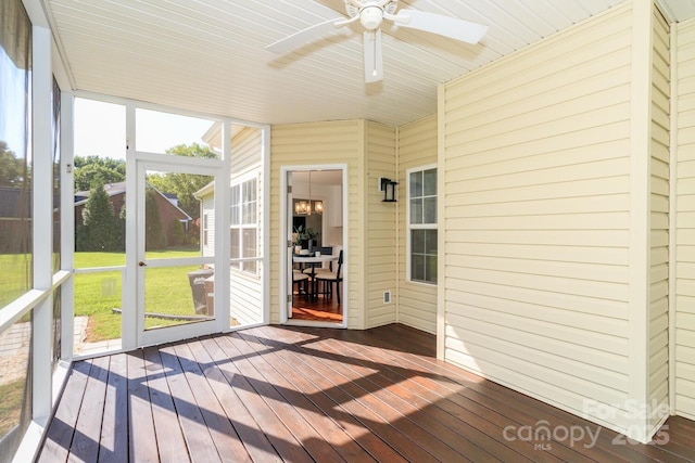 444 Cottonfield Cir, Waxhaw, NC 28173 - unfurnished sunroom featuring a ceiling fan