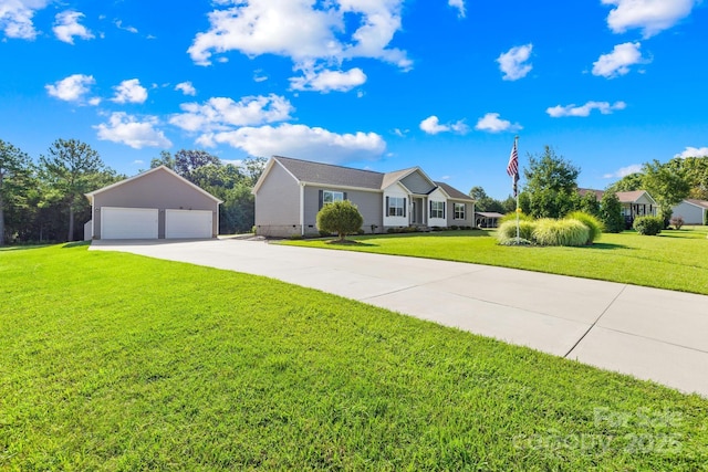 240 Red Cedar Rd, Mooresville, NC 28115 - ranch-style home featuring an outbuilding, a front yard, and a garage