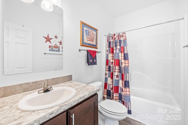 240 Red Cedar Rd, Mooresville, NC 28115 - bathroom with vanity, shower / tub combo with curtain, and wood finished floors