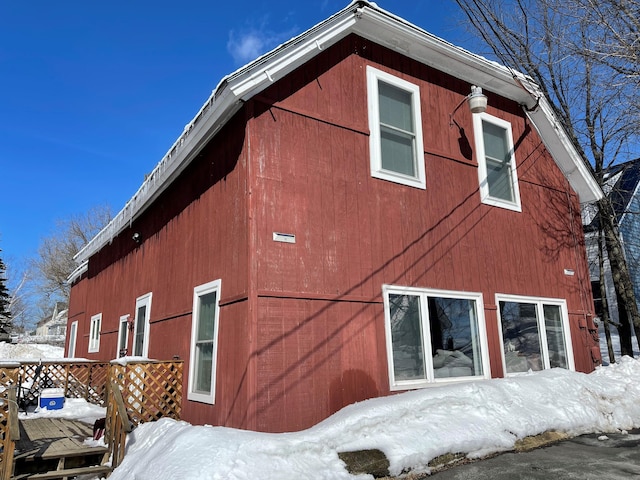 view of snow covered exterior