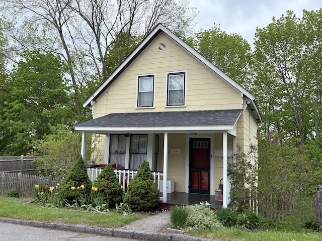 24 Glidden St, Waldoboro, ME 04572 - bungalow-style house featuring a shingled roof and covered porch