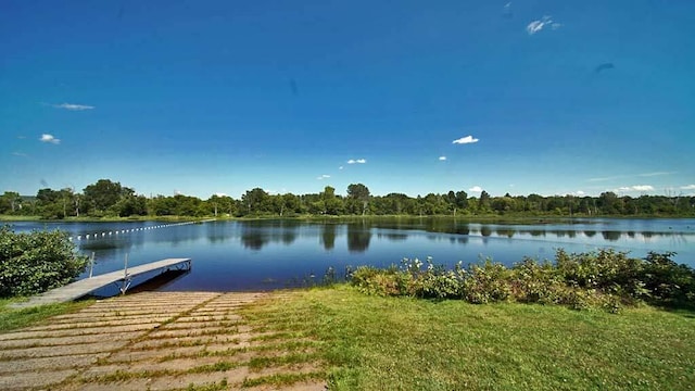 view of dock featuring a water view